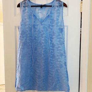 Swim Cover Blue Floral Sheer Mesh